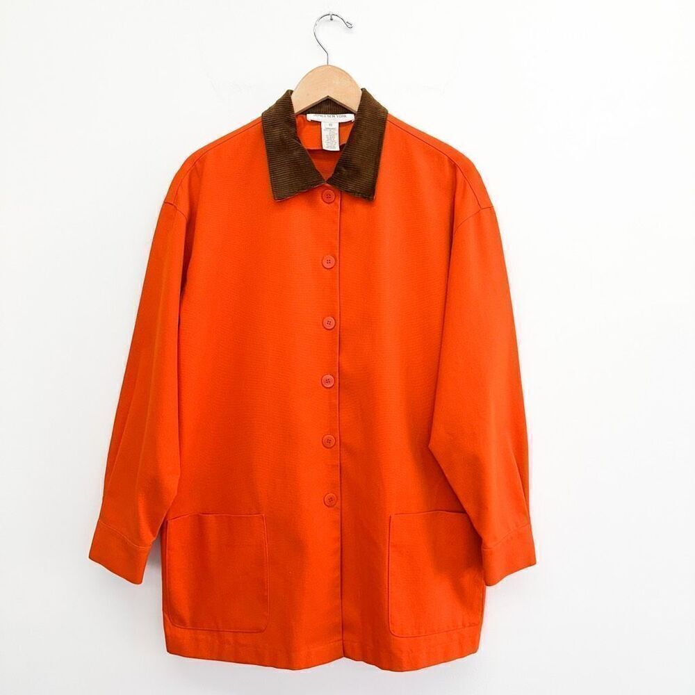 Jones New York Women’s Orange Cotton Brown Corduroy Chore Coat